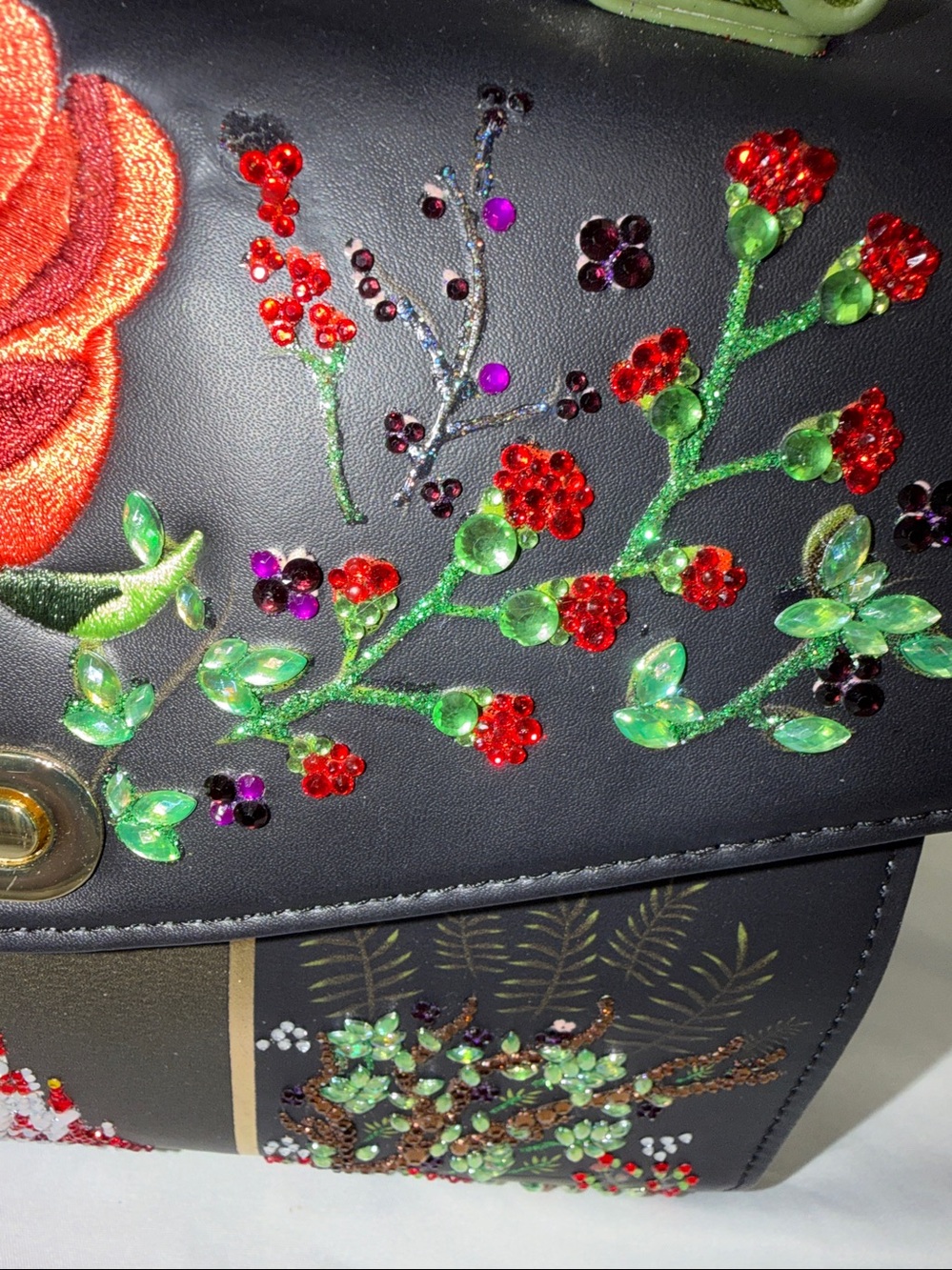 Loungefly Disney beauty and the beast black rose Blinged Crossbody bag - Picture 4 of 10